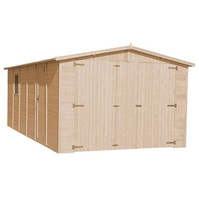 TIMBELA  M102 - GARAGE en bois Naturel - H222xL616xl324 cm / 18 m&sup2;