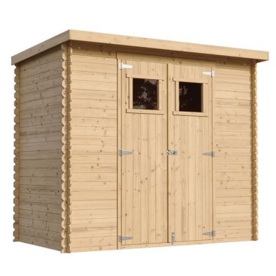TIMBELA  M310+M310G Abri de jardin en bois - H200 x l239 x L142 cm / 2.63 m2 AVEC SOL TRAIT&Eacute;