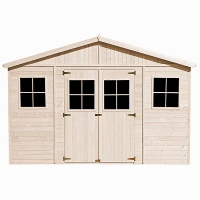TIMBELA  M331+M331G Abri de jardin en bois H246x418x320 cm/12 m&sup2; AVEC PLANCHER IMPR&Eacute;GN&Eacute;
