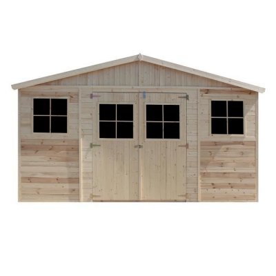 TIMBELA  M332+M332G Abri de jardin en bois H246x418x220 cm/8 m&sup2; - PLUS LES PLANCHERS IMPR&Eacute;GN&Eacute;