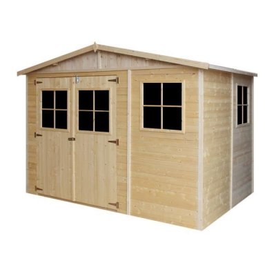 TIMBELA  M334+M334G Abri de jardin en bois H226x318x220 cm / 6 m2 - AVEC LES PLANCHERS IMPR&Eacute;GN&Eacute;