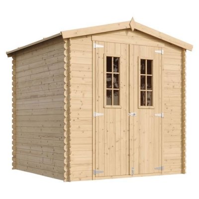 TIMBELA M343C+M343G Abri de jardin en bois I216xL206xH218 cm/ 3.53 m2 AVEC SOL TRAIT&Eacute;
