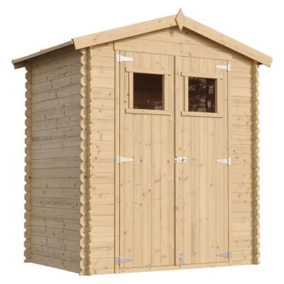 TIMBELA  M367+M367G Abri de jardin en bois I196xL136xH218 cm/ 1.98 m2 AVEC SOL TRAIT&Eacute;