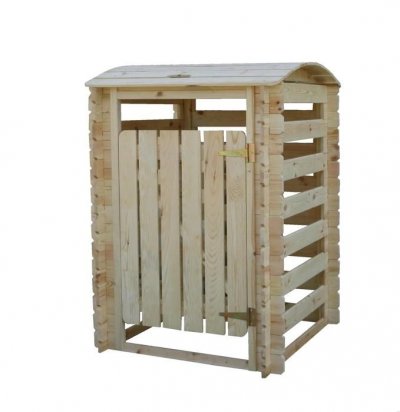 TIMBELA  M606 Cache Poubelle en Bois &agrave; Porte Verrouillables, 240 litres