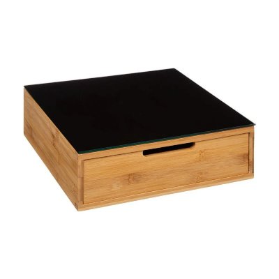 FIVE SIMPLY SMART Tiroir range capsules - 30 x 30 x H 10 cm - Bambou et verre noir