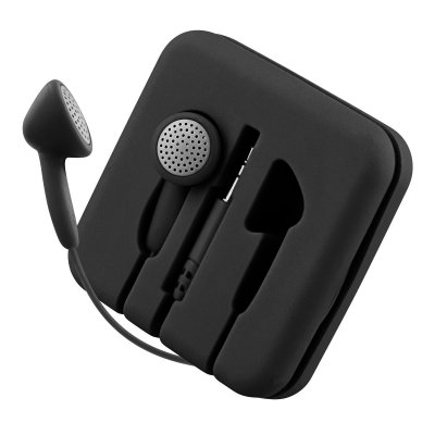 TNB  POCKET - &eacute;couteurs boutons avec &eacute;tui enrouleur en silicone - Noir