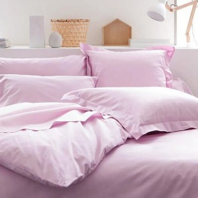 HOME COLLECTION Today 201502 drap plat coton poudre de lila 180 x 290 cm