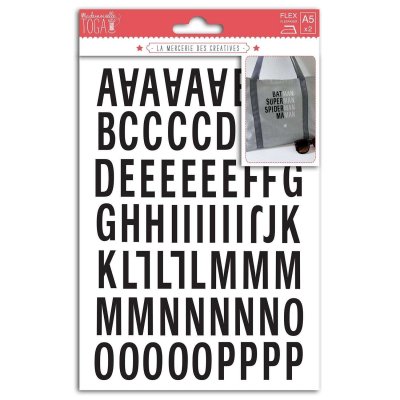  Toga MEG604 Alphabet de 126 lettres thermocollantes Enjoy Tissu Noir 15,5 x 27,5 x 0,1 cm