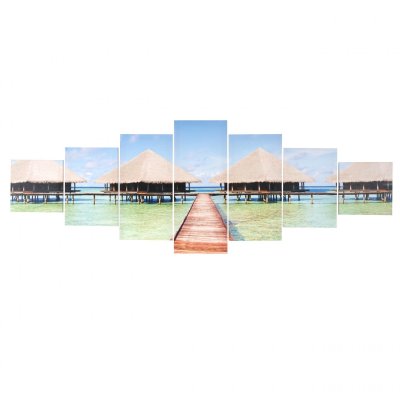 MENDLER Toile de d&eacute;coration murale t375, r&eacute;production, ch&acirc;ssis tableau en 7 parties 140x50cm - plage