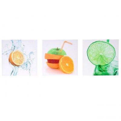 MENDLER toile de d&eacute;coration murale T376 3 parties 150x50cm Fruits 