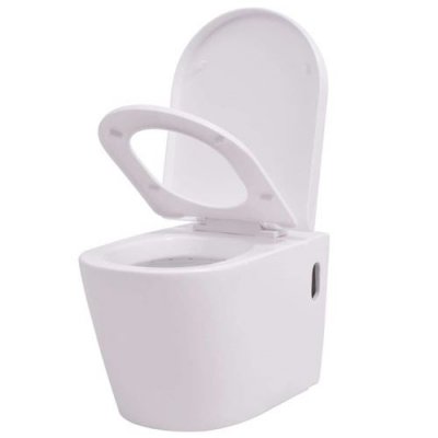 VIDAXL Toilette Murale Suspendue Cuvette WC Salle de Bain C&eacute;ramique Blanc