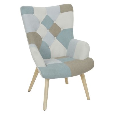 TOILINUX .com Fauteuil Helsinki Patchwork - Bleu