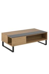 Toilinux.com Table Basse en Verre et MDF avec Plateau relevable - Noir