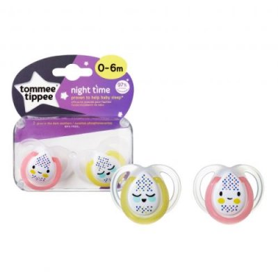 TOMMEE TIPPEE  - Lot de 2 sucettes Nuit 0-6 Mois - mod&egrave;le assortie