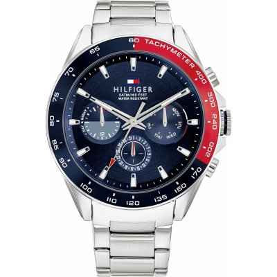 TOMMY HILFIGER  Montre &agrave; affichage analogique argent / marine / rouge