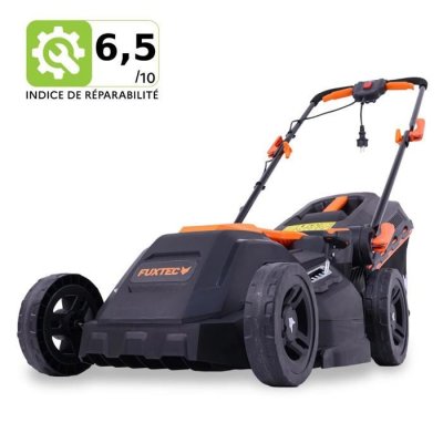 FUXTEC Tondeuse &agrave; Gazon &Eacute;lectrique Filaire  FX-RME38 1600W 38cm Noir Orange Batterie Lithium-Ion