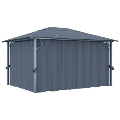 VIDAXL Tonnelle avec rideau 400x300 cm Anthracite Aluminium 