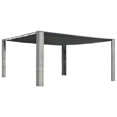 VIDAXL Tonnelle avec toit R&eacute;sine tress&eacute;e 400x400x200cm Gris/anthracite