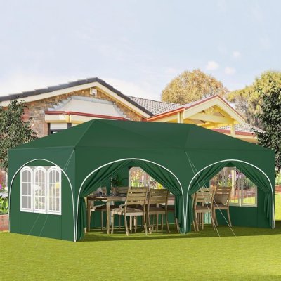 WOLTU Tonnelle de jardin pliante avec 6 parois lat&eacute;rales,imperm&eacute;able,avec sac de transport,3x6m,vert