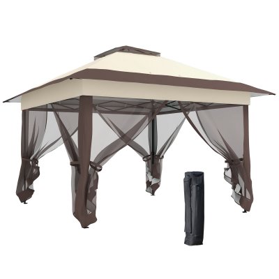 OUTSUNNY Tonnelle de jardin pop-up pliant acier polyester kaki-marron