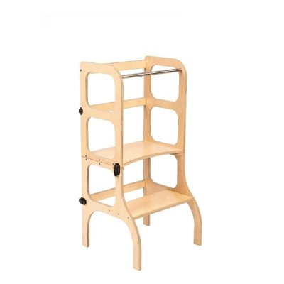 ETTE TETE Tour d'apprentissage - table step'n'sit bois fermoirs laiton TWoB