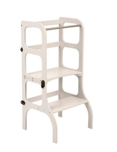 ETTE TETE Tour D'apprentissage - Table ""Step'n'sit"". Light Gray / Brass Fermoirs
