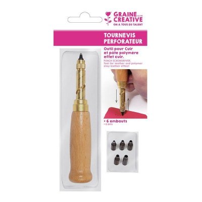 GRAINE CR Tournevis perforateur avec 6 embouts &eacute;ative pour FIMO CUIR