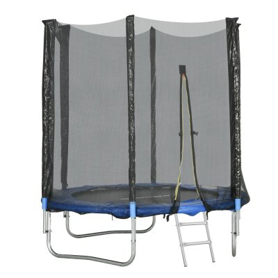 SPORTNOW Trampoline d'ext&eacute;rieur &Oslash; 180 cm avec filet de s&eacute;curit&eacute;, poteaux rembourr&eacute;s et &eacute;chelle