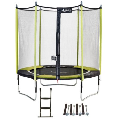 KANGUI Trampoline de jardin 244 cm + filet de s&eacute;curit&eacute; + &eacute;chelle + kit d'ancrage JUMPI