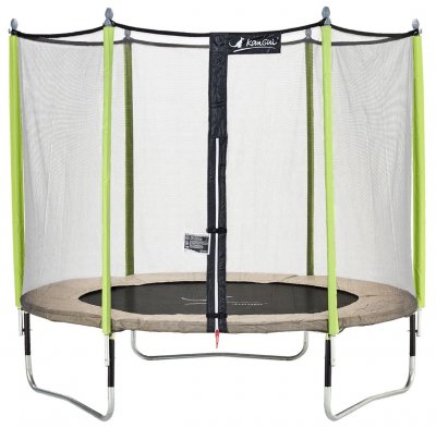 KANGUI Trampoline de jardin 305 cm + filet de s&eacute;curit&eacute; JUMPI Taupe/Vert 300