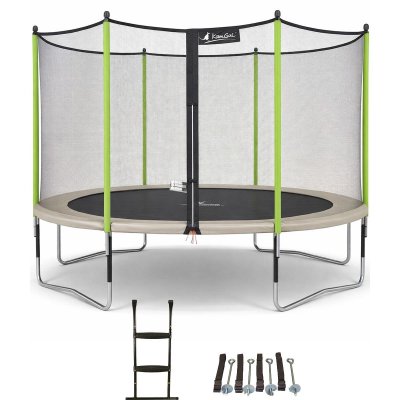 KANGUI Trampoline de jardin 365 cm + filet de s&eacute;curit&eacute; + &eacute;chelle + kit d'ancrage JUMPI