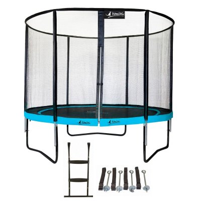 KANGUI Trampoline de jardin rond 305 cm + filet de s&eacute;curit&eacute; + &eacute;chelle + kit ancrage P