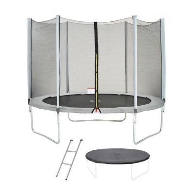 KANGUI Trampoline MAXI ECO &Oslash; 300 cm Gris - Filet, Echelle, Couverture de Protection
