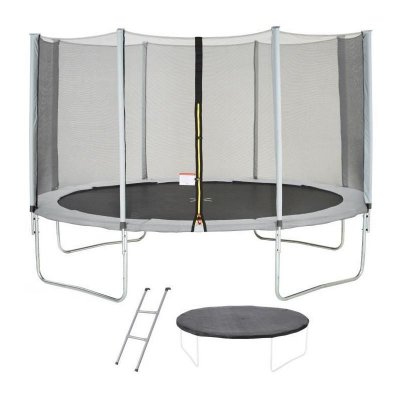 KANGUI Trampoline MAXI ECO &Oslash; 430 cm Gris - Avec Filet, Echelle, Couverture de Protection
