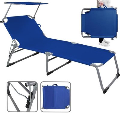 CASARIA Transat de jardin Hawaii bleu 195x60x30cm pliable