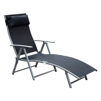 OUTSUNNY Transat inclinable multi-positions pliable noir