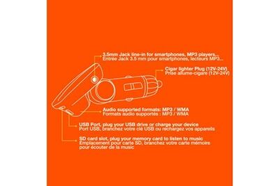CAMPUS Transmetteur fm f-893a sd/usb/minijack fonction rds t&eacute;l&eacute;commande