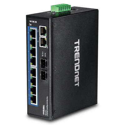 TRENDNET  10-port hardened industrial gigabit din-rail switch noir