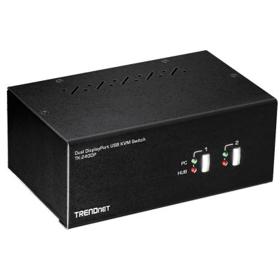 TRENDNET  2-port display port kvm switch dual monitor noir