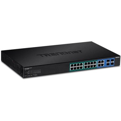 Trendnet 20-port gb web smart poe+ switch w/ 2 sh sfp slots noir