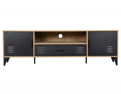 BESTMOBILIER Tribeca - meuble tv - bois et m&eacute;tal noir - 160 cm