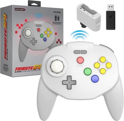 Tribute64 2.4GHz Manette sans Fil pour Nintendo 64/Switch/PC/Mac Gris