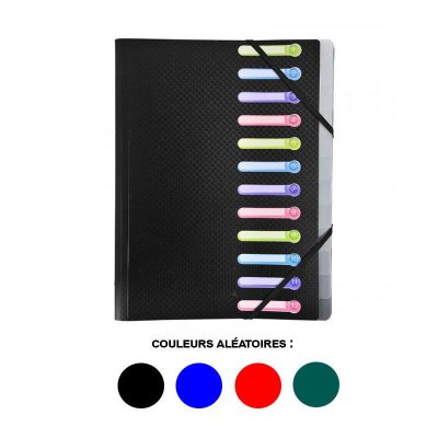 EXACOMPTA Trieur 12 Compartiments 3 Rabats + Pochette Int&eacute;rieure Couleurs Assorties - 