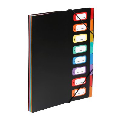 VIQUEL Trieur RAINBOW 8 compartiments &agrave; soufflet en polypro 5/10, noir.