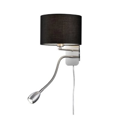 TRIO  Hotel Lampe De Lecture Young Living Nickel Mat Avec Abat-Jour Noir