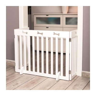 TRIXIE  Barri&egrave;re 3 Parts pour Chien Blanc 82-124 &times; 61 cm