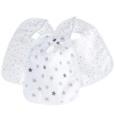 TROIS KILOS SEPT  Lot De 3 Bavoirs - Etoiles Blanc