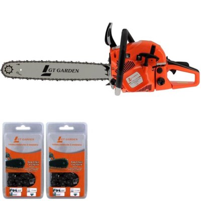 GT GARDEN Tron&ccedil;onneuse thermique 62 cm3, 3. 5 cv, guide 50 cm, 2 cha&icirc;nes