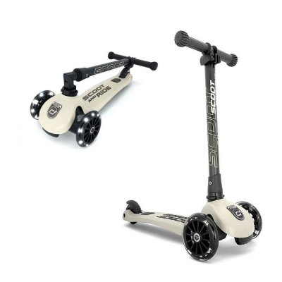 PUKY Trottinette 3 roues pliable &agrave; leds HIGHWAY KICK 3 Beige