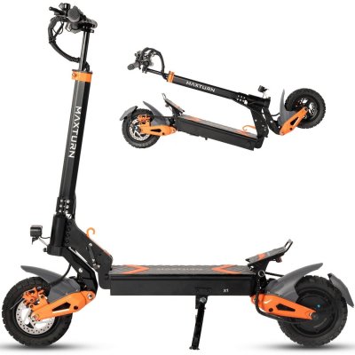 MAXTURN Trottinette &eacute;lectrique  X1 - 1000W 48V15.6Ah 10 Pneus Tubeless Cadre Aluminium - Noir